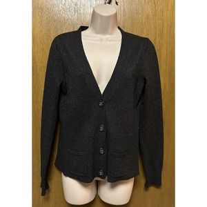Fenn Wright Manson size M women's 100% Merino Wool Cardigan Sweater GRAY Y22